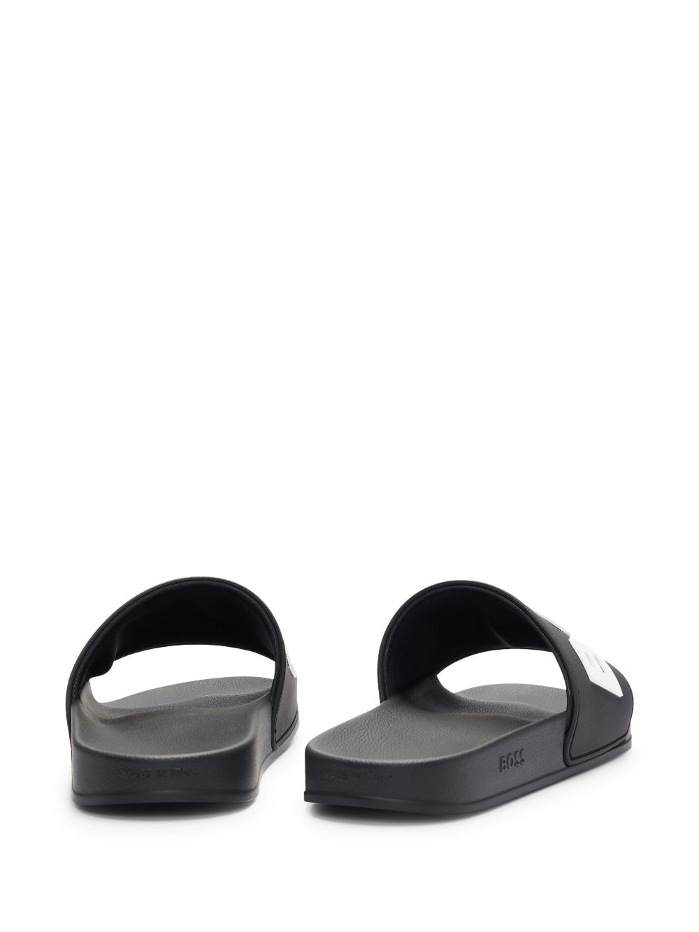 Shop Hugo Boss Logo-embossed Open-toe Slides In Black