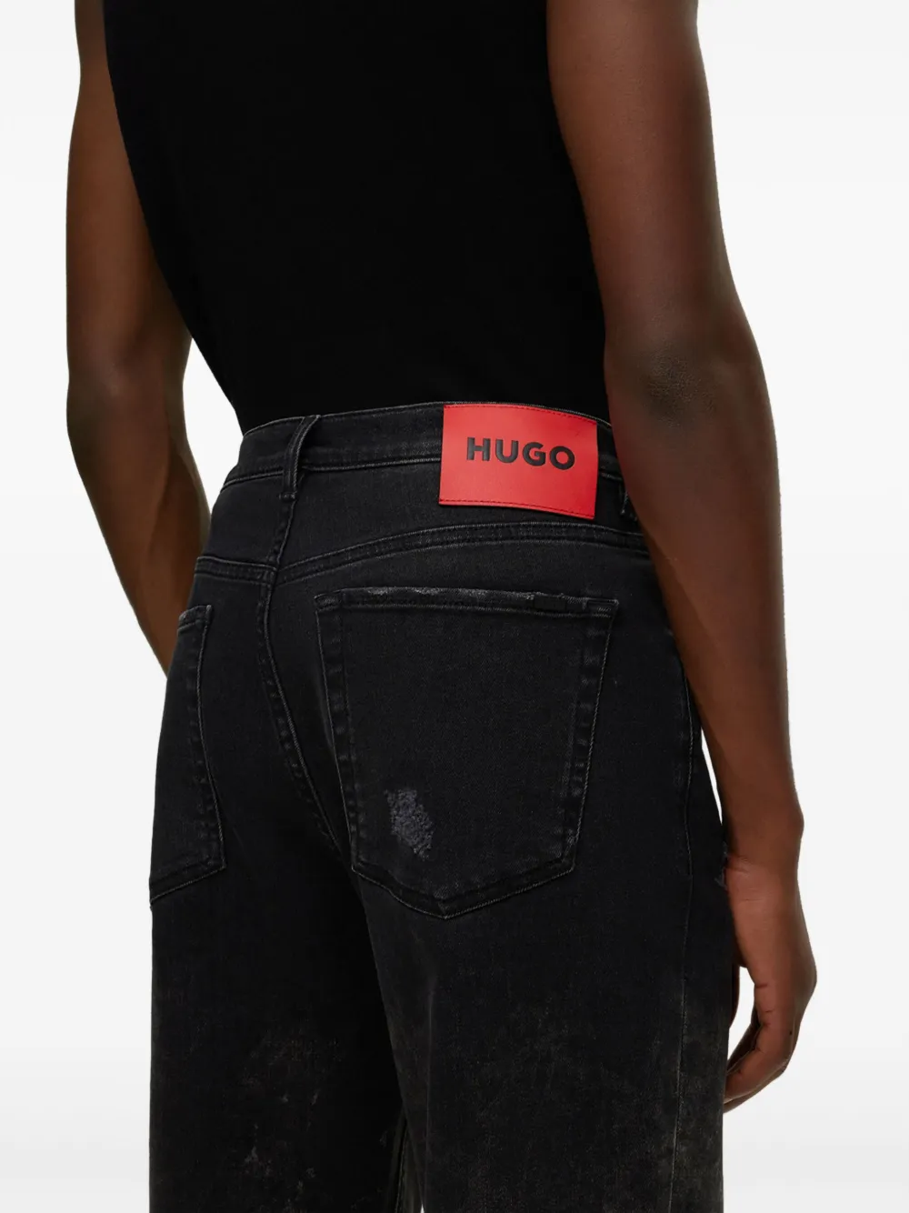 HUGO Gerafelde jeans Zwart