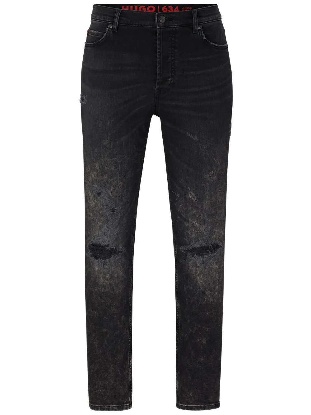 HUGO Jeans affusolati con effetto vissuto - Nero