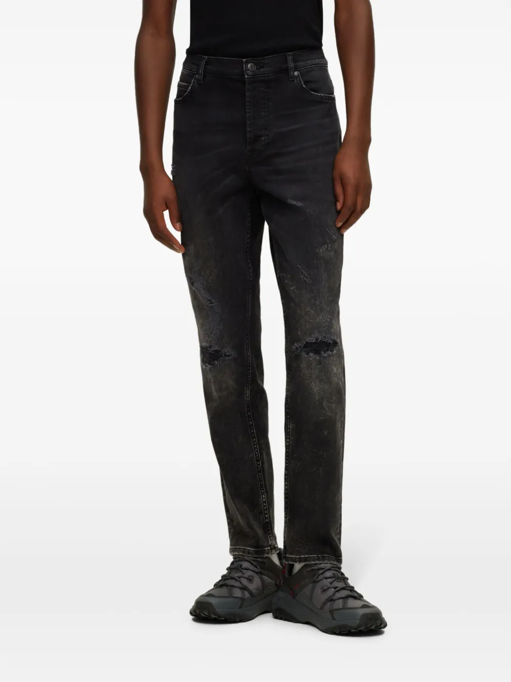 HUGO Gerafelde jeans Zwart