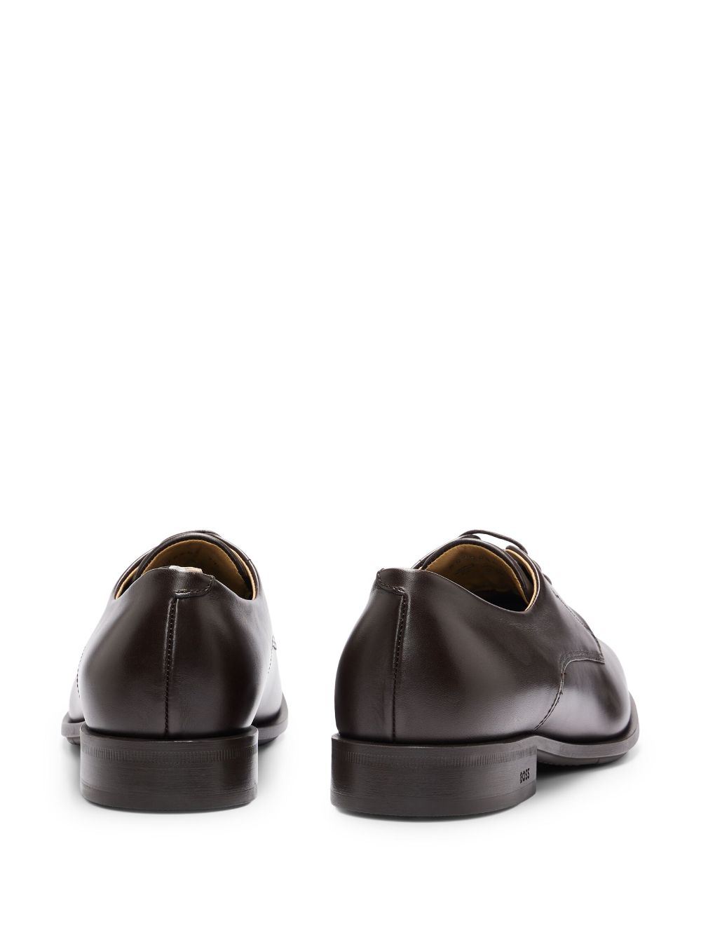 Shop Hugo Boss Almond-toe Leather Derby Shoes In Brown
