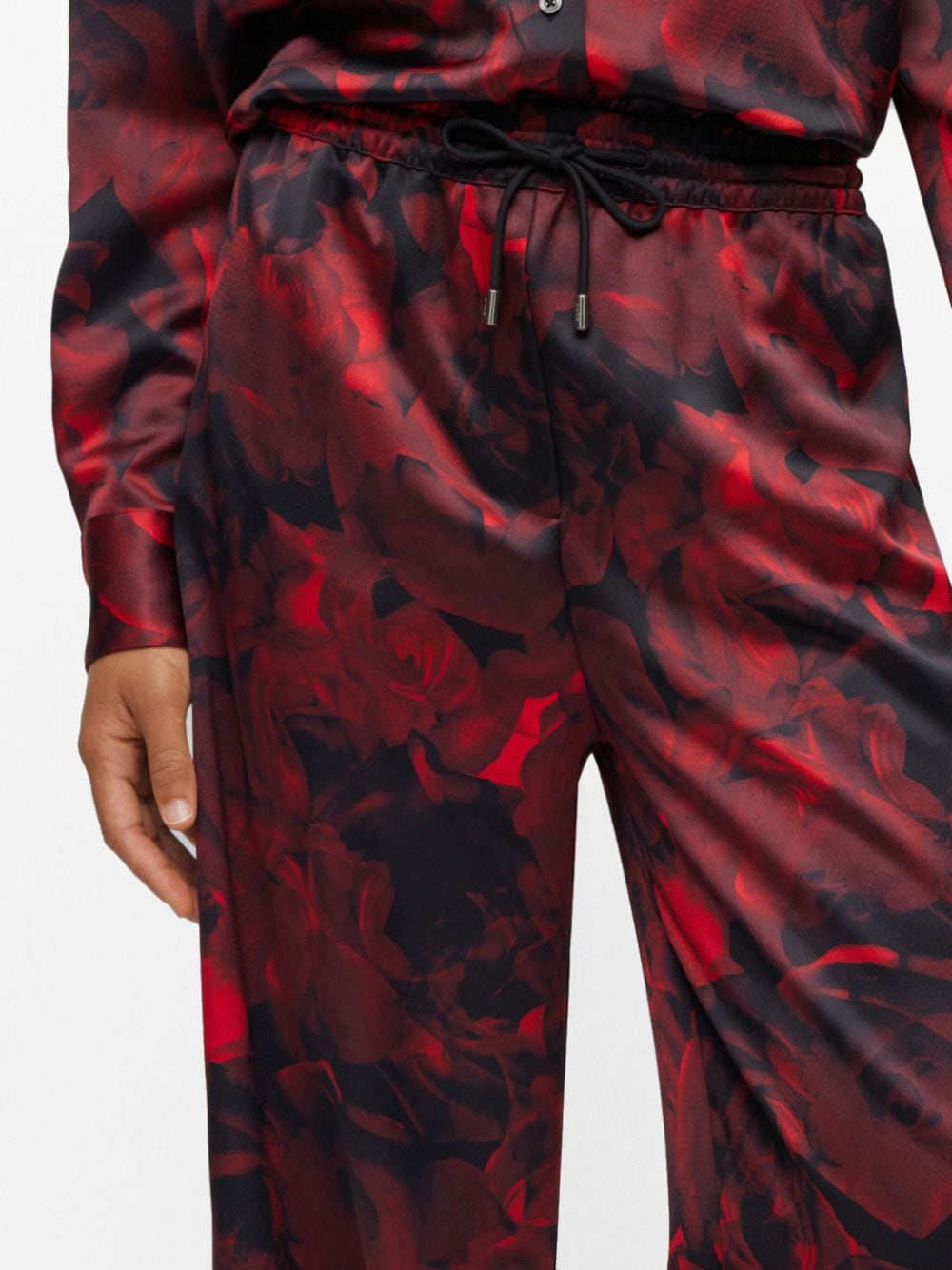 Shop Hugo Abstract-print Straight-leg Trousers In Rot