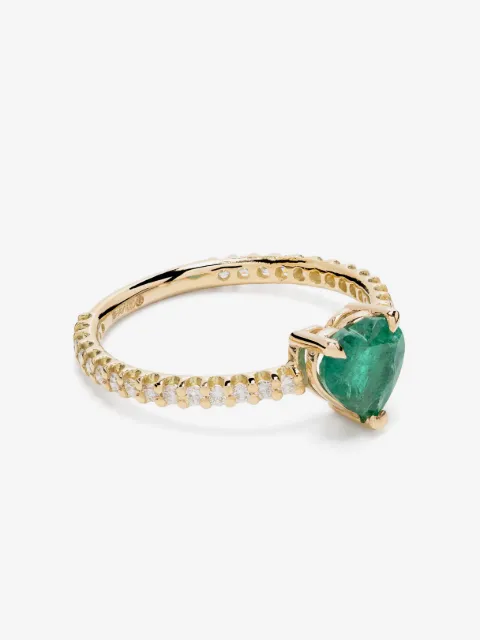 SHAY anillo Zambian en oro amarillo de 18kt con diamante y esmeralda