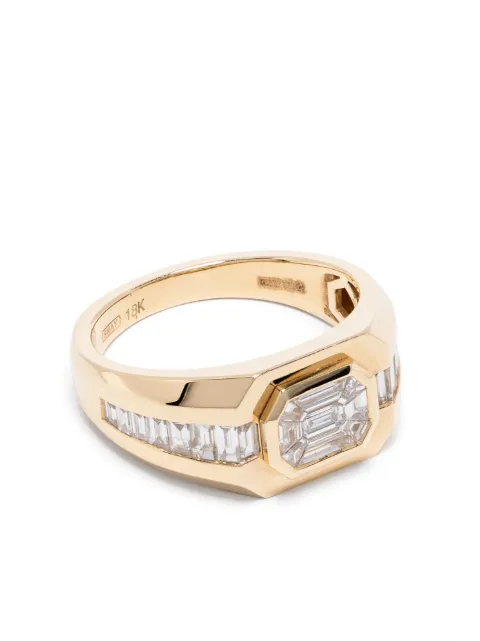 SHAY anillo de sello Illusion en oro amarillo de 18kt con diamante