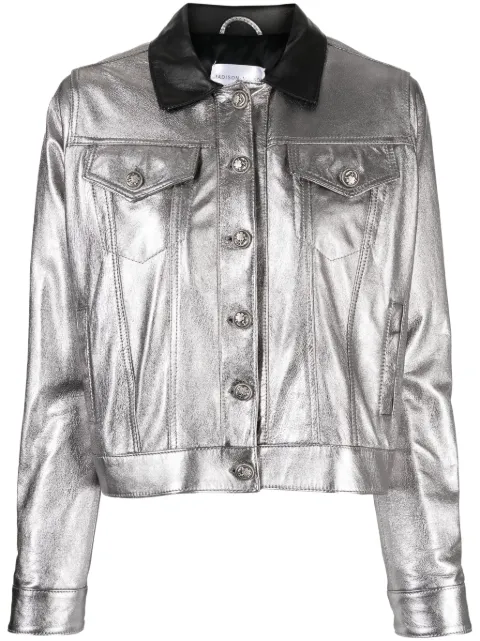 Madison.Maison metallic-finish buttoned leather jacket