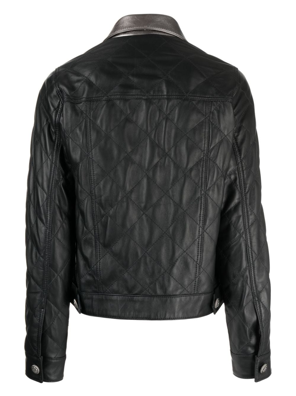 Shop Madison.maison Diamond-quilted Leather Jacket In Schwarz
