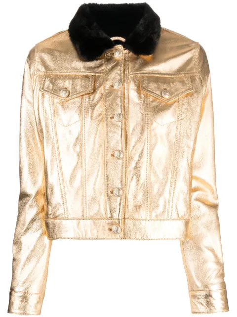 Madison.Maison metallic-finish buttoned leather jacket