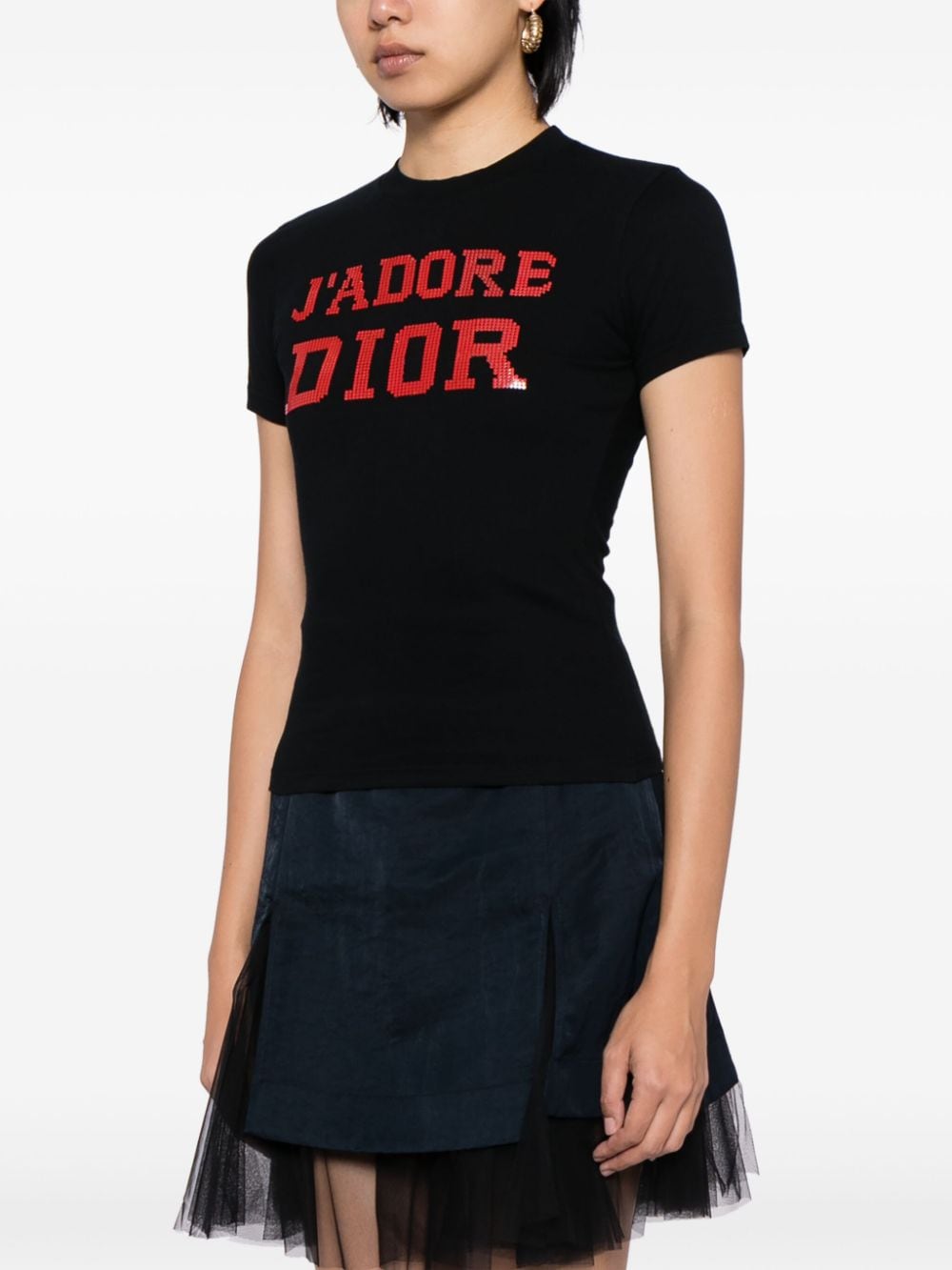 Pre-owned Dior J'adore  Cotton T-shirt In Black