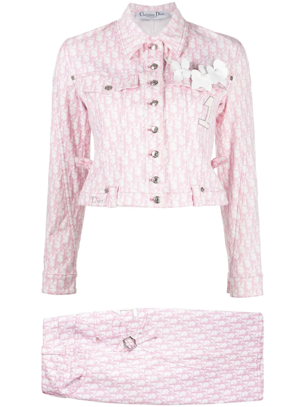 Click to view more detailed imagery on our partner's website Pre-owned Dior Trotter Denim Skirt Suit In Pink