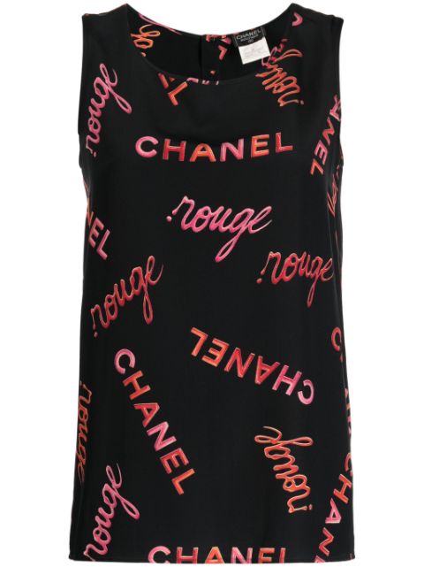 CHANEL 1996 logo-print silk tank top Women