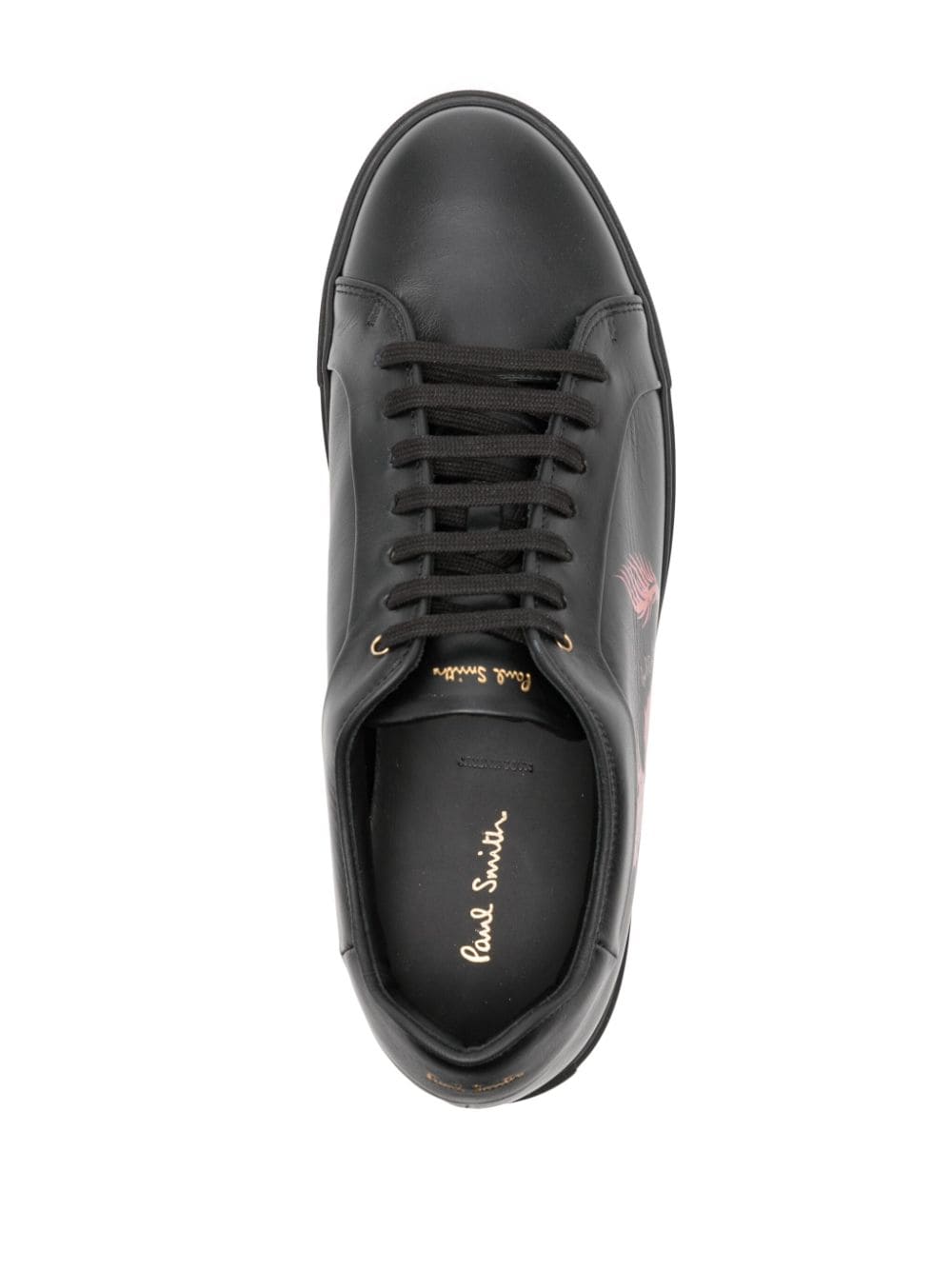 Shop Paul Smith Dragon-print Leather Sneakers In Black