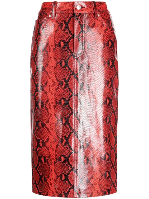 Alexander Wang snakeskin-effect leather pencil skirt