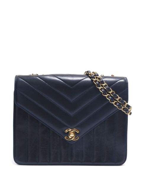 HOT SALE CHANEL 1986-1988 chevron-quilted shoulder bag Women