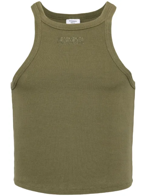 VETEMENTS top tipo chaleco con logo bordado