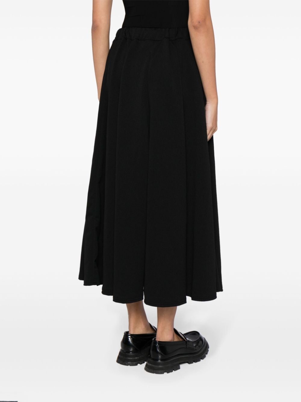 Shop Yohji Yamamoto Flared Pleated Midi Skirt In Black