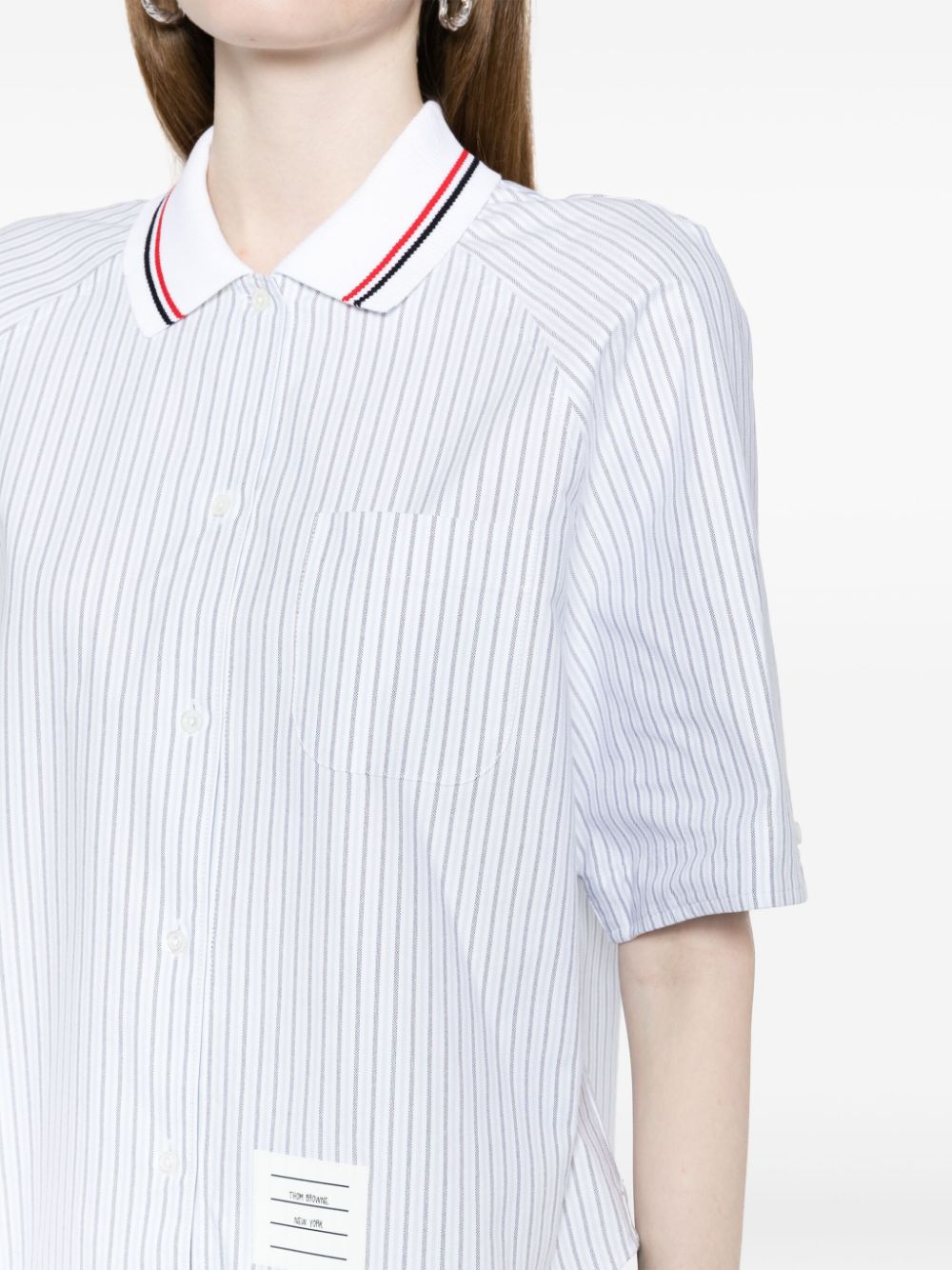 Shop Thom Browne Striped Poplin Shirt In White