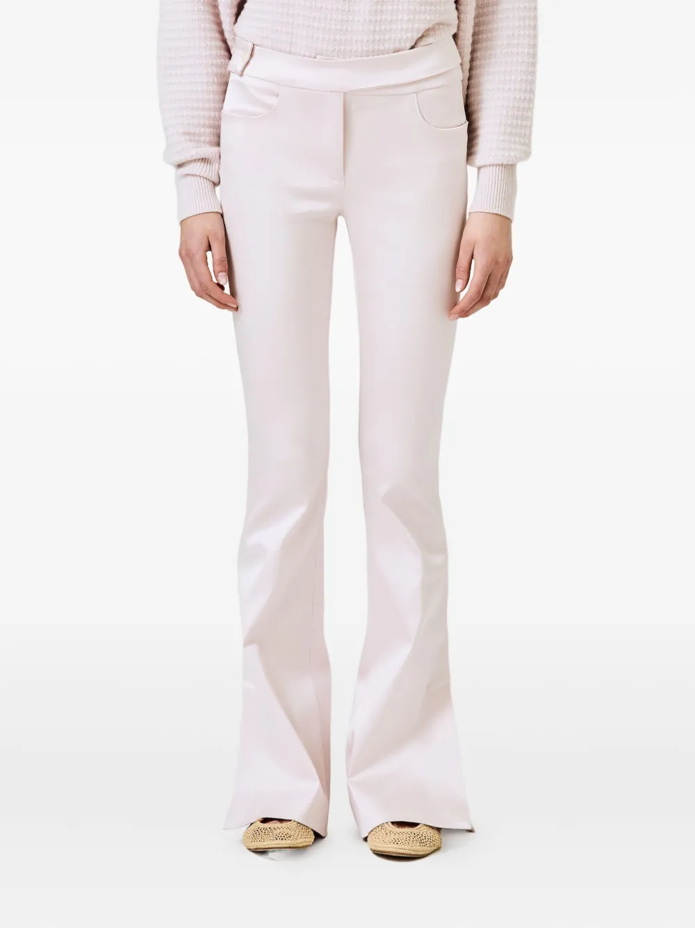 Sa Su Phi Silk Blend Flared Trousers In Pink