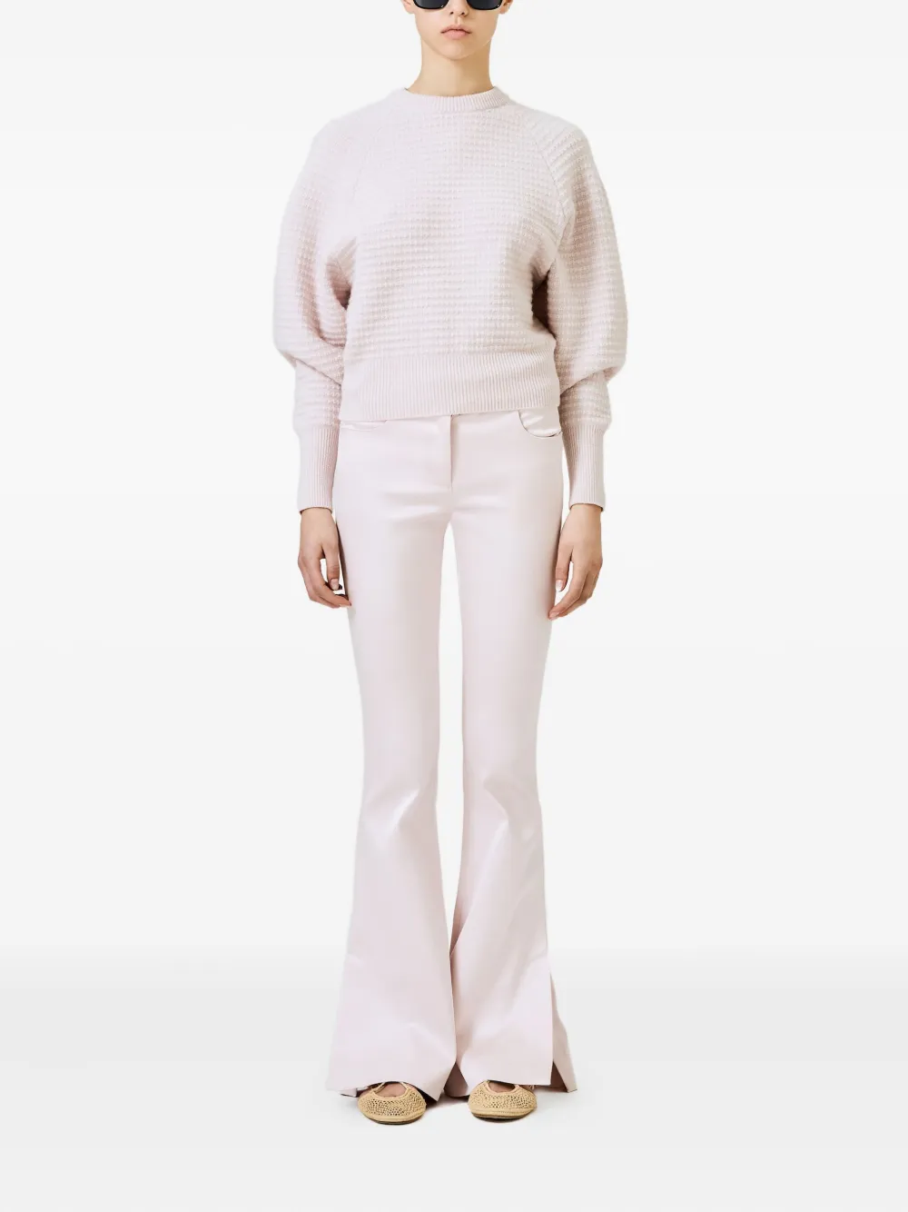 Sa Su Phi Silk Blend Flared Trousers In Pink