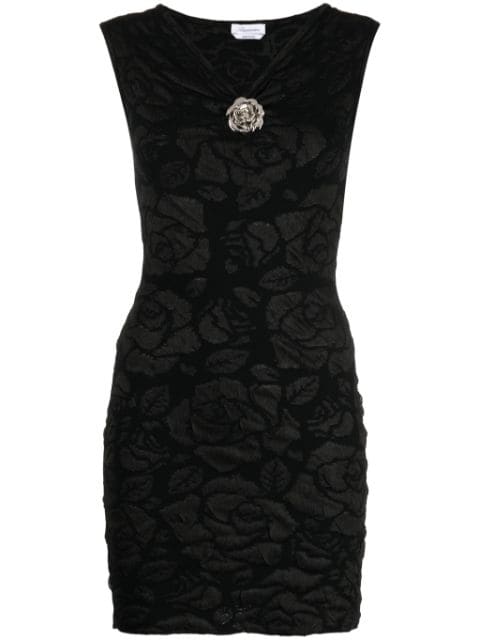 Blumarine patterned-jacquard V-neck dress