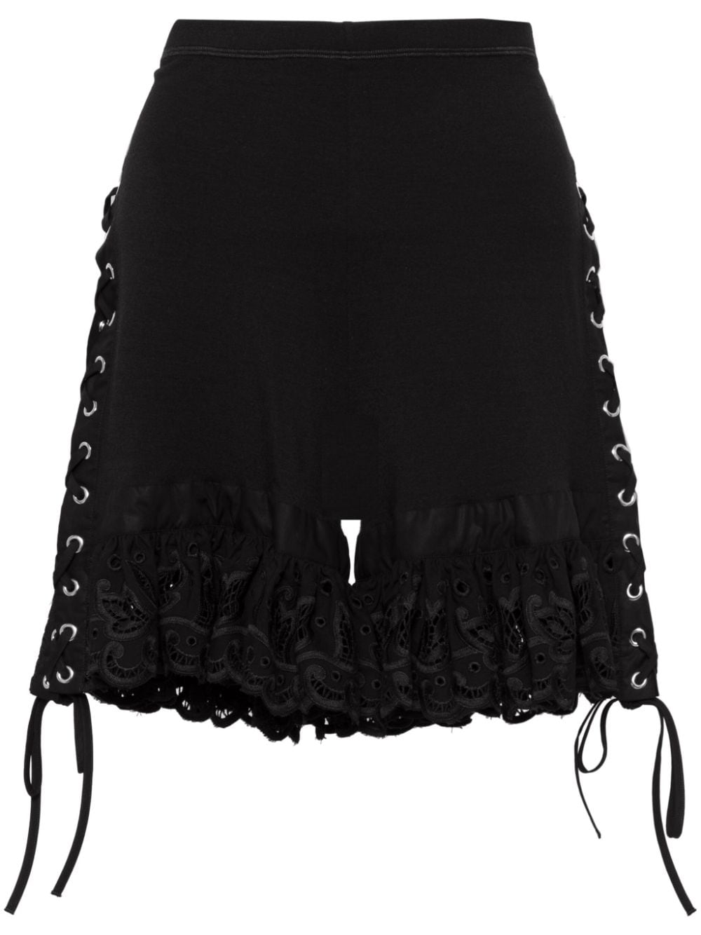 Chopova Lowena Lace-trim Organic-cotton Shorts In Black