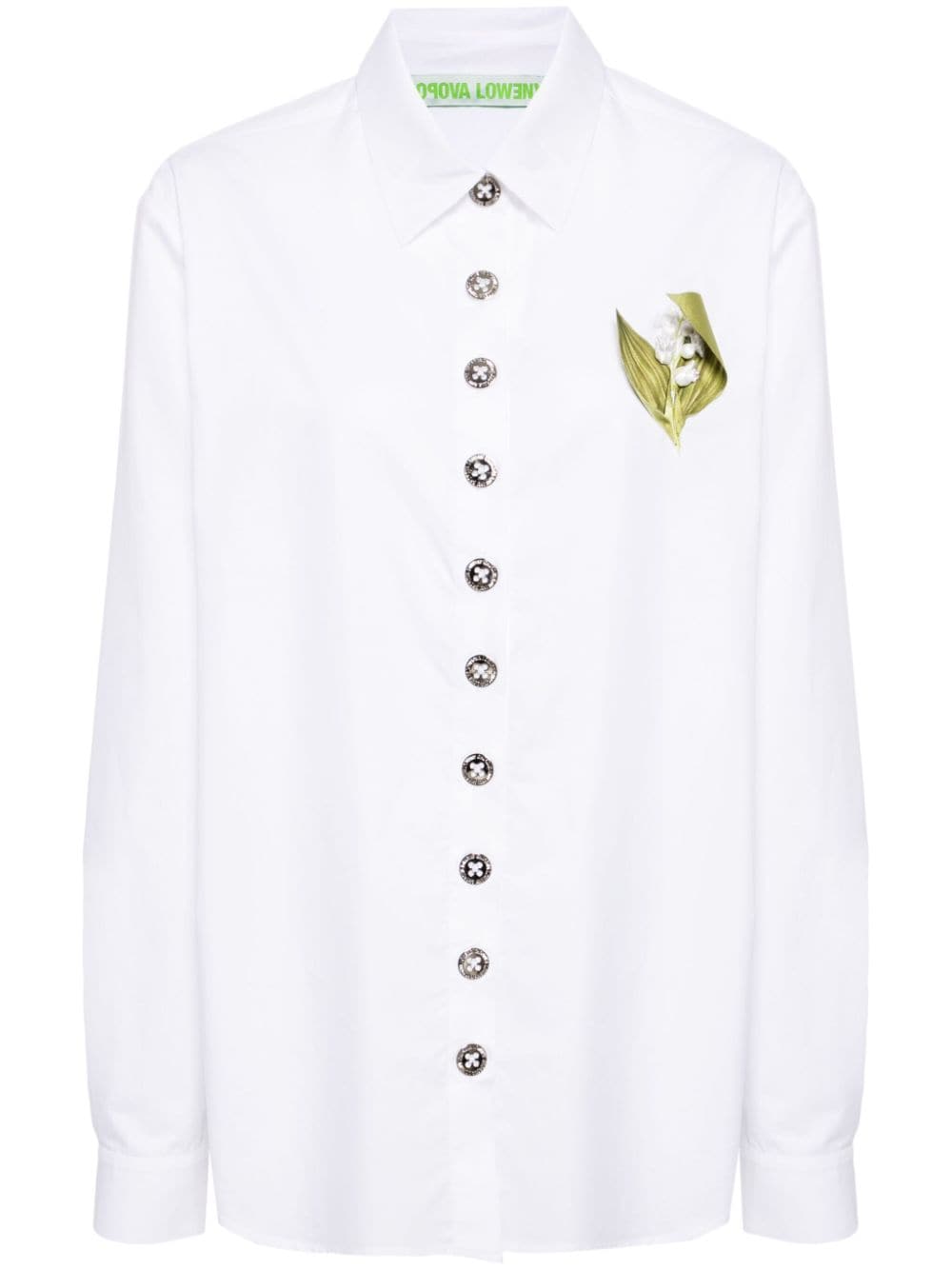 Chopova Lowena Floral-appliqué Button-up Shirt In White