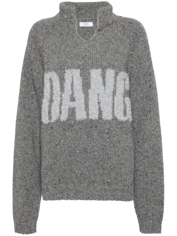 ERL Pull En Maille Ajourée à Détail De Paillette Gris FARFETCH MA