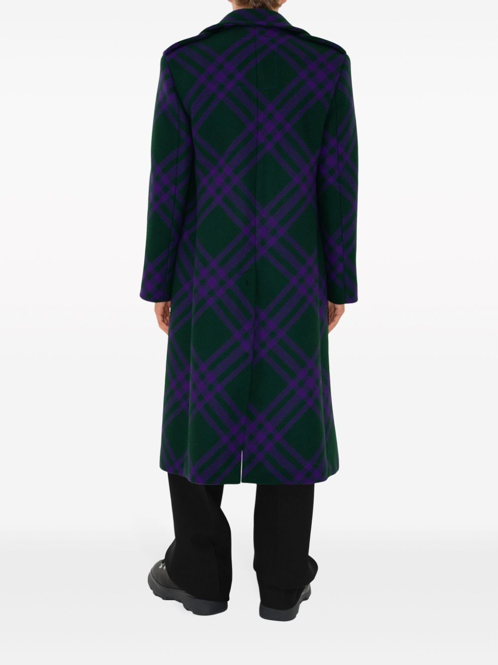 Shop Burberry Check-pattern Double-breasted Coat In Blau
