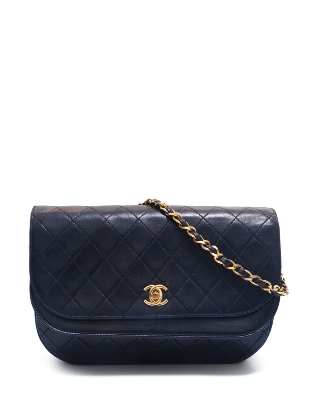 Pre-owned Chanel 1986-1988 Diamond-quilted Shoulder Bag In Black