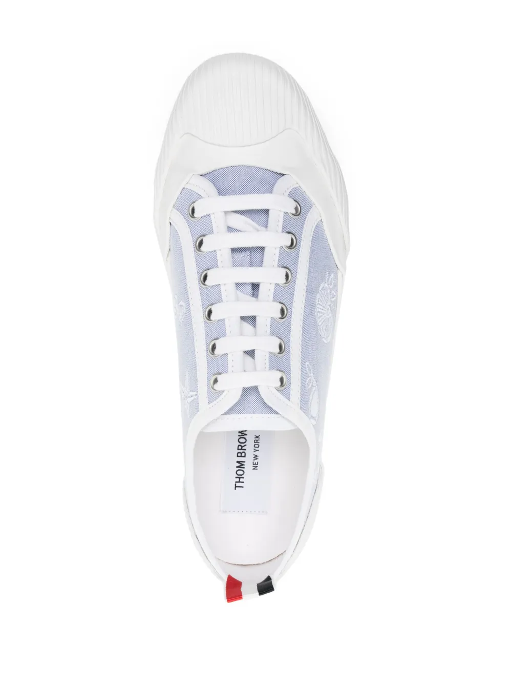 Shop Thom Browne Graphic-embroidered Lace-up Sneakers In Weiss