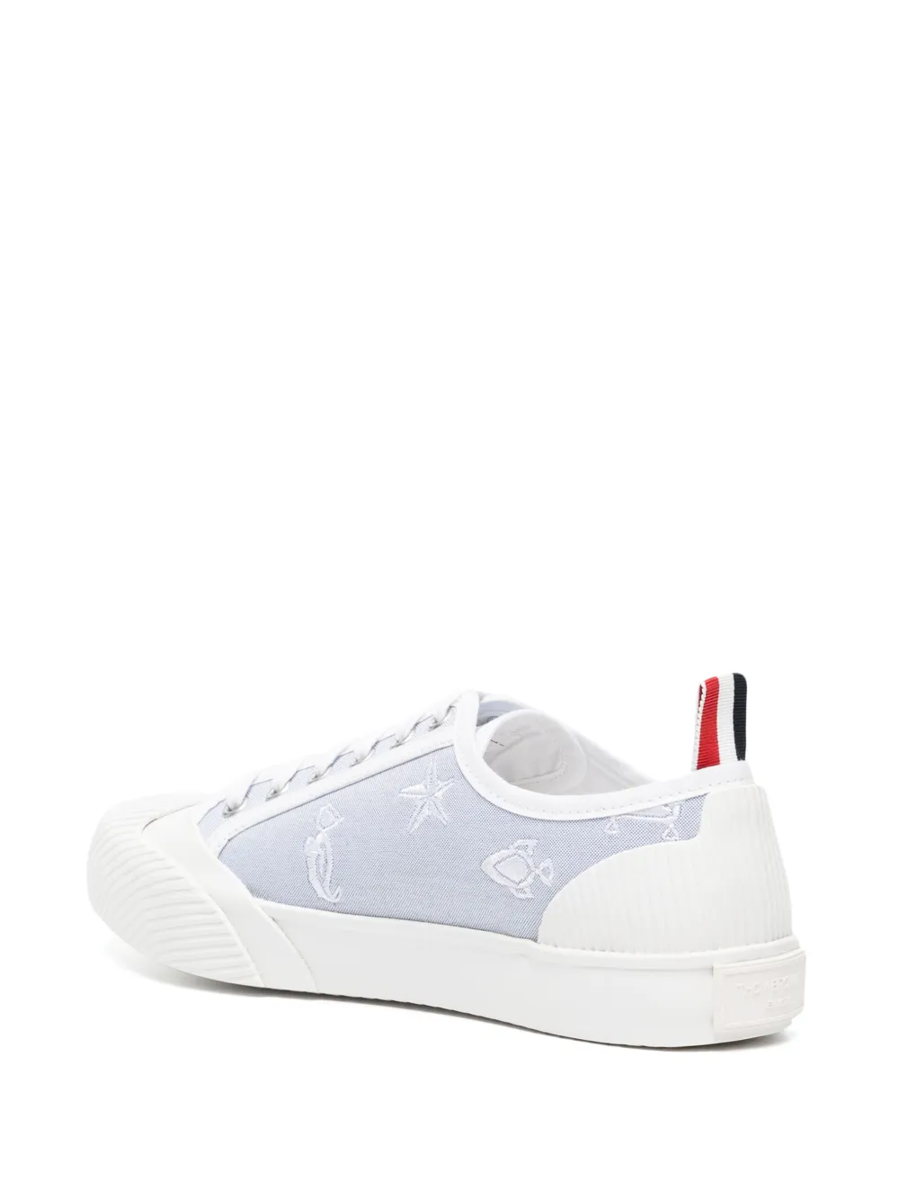 Shop Thom Browne Graphic-embroidered Lace-up Sneakers In Weiss