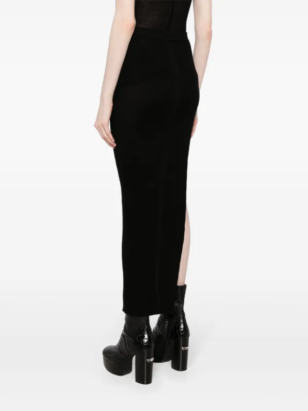 Rick Owens Ziggy ribbed-knit Maxi Skirt | Black | FARFETCH