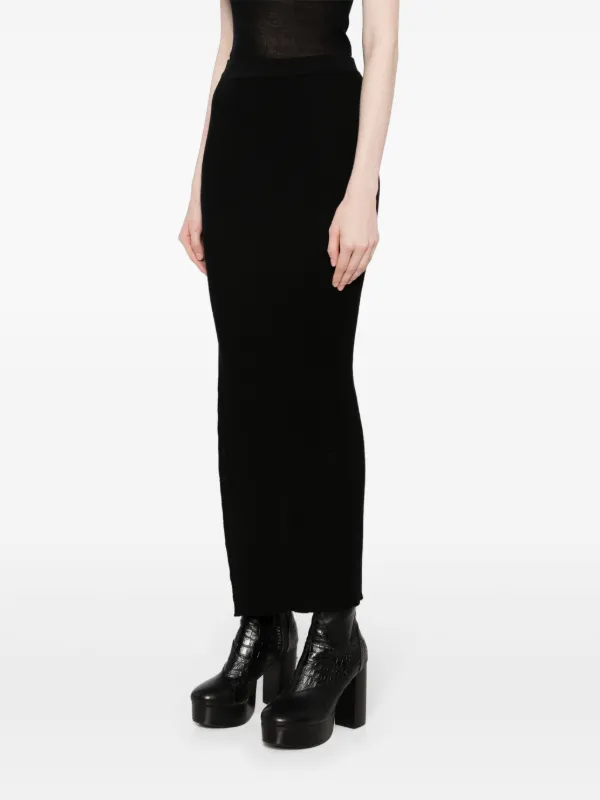 Rick Owens Ziggy ribbed-knit Maxi Skirt | Black | FARFETCH