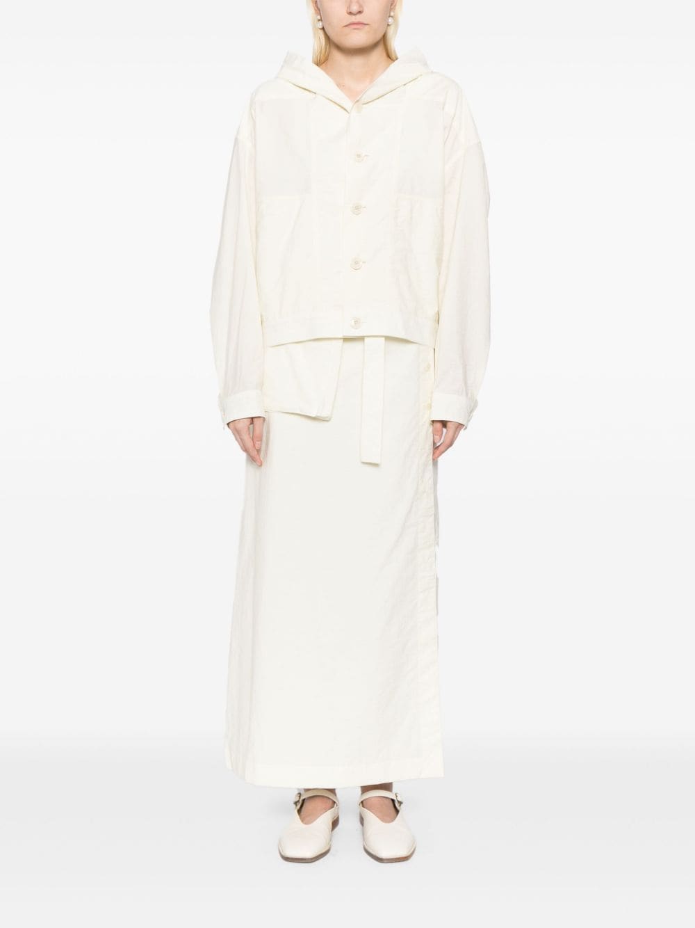 Shop Lemaire Belted Wrap Maxi Skirt In White