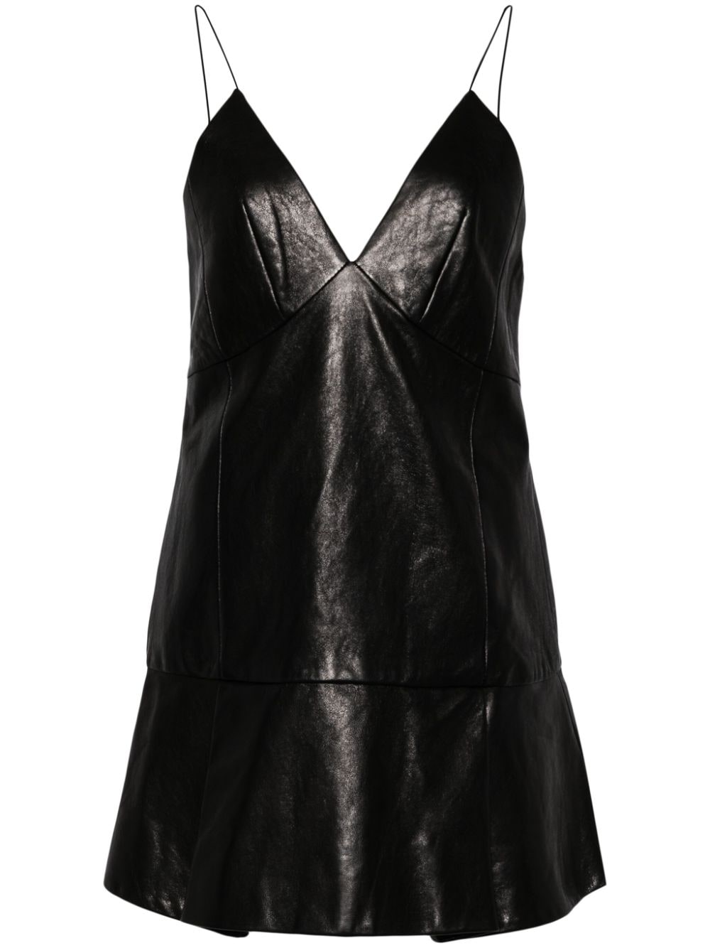 Shop Khaite The Archie Leather Minidress In Black