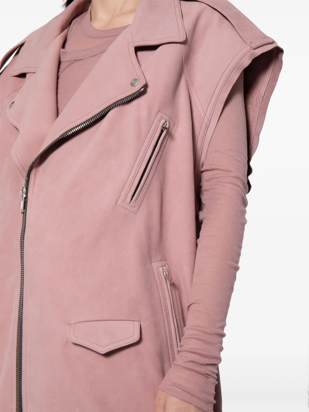 Shop Rick Owens Biker-style Leather Waistcoat In Pink