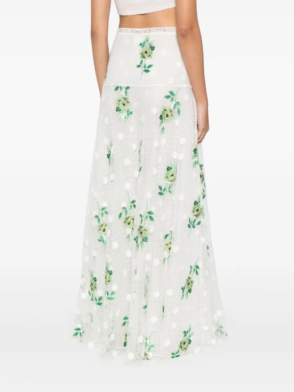 Giambattista Valli Embroidered Macrame Maxi Skirt White FARFETCH AE