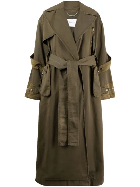 Blumarine panelled belted cotton trench coat