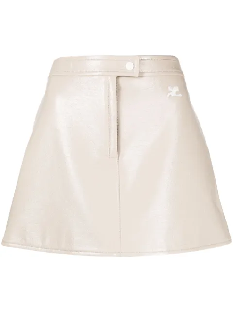 Courrèges logo-appliqué high-waisted mini skirt 