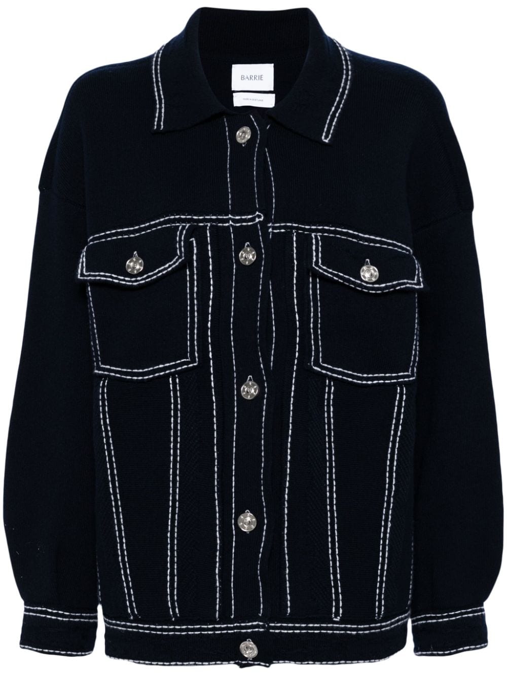 Shop Barrie Contrast-stitching Denim Jacket In Blue