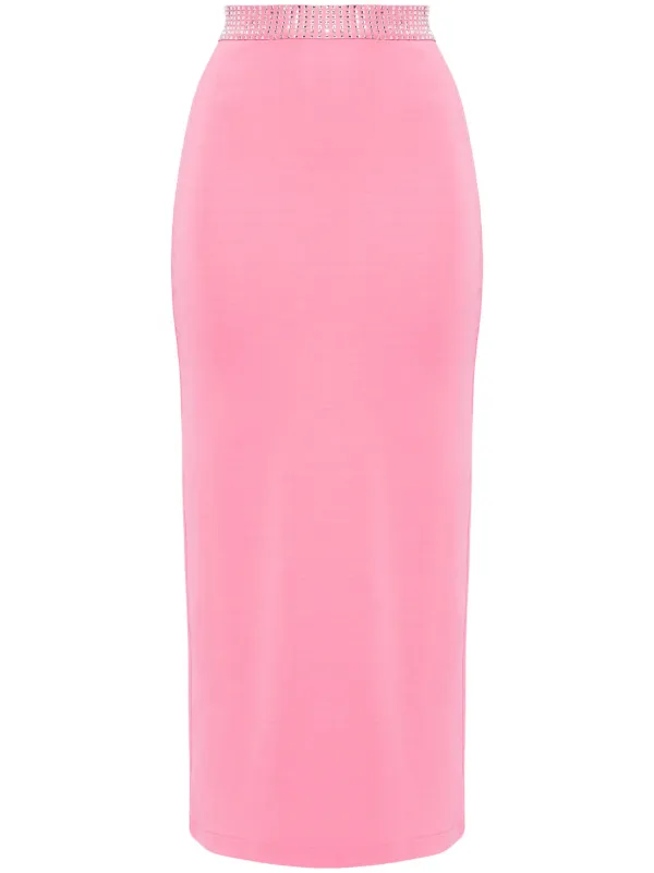 David Koma Crystal-embellished Midi Skirt in Pink