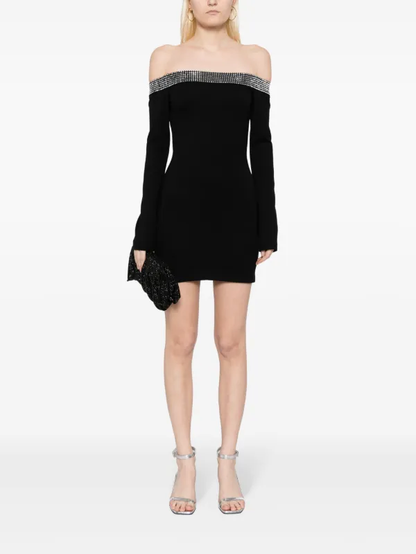 David Koma crystal-embellished off-shoulder Dress | Black | FARFETCH