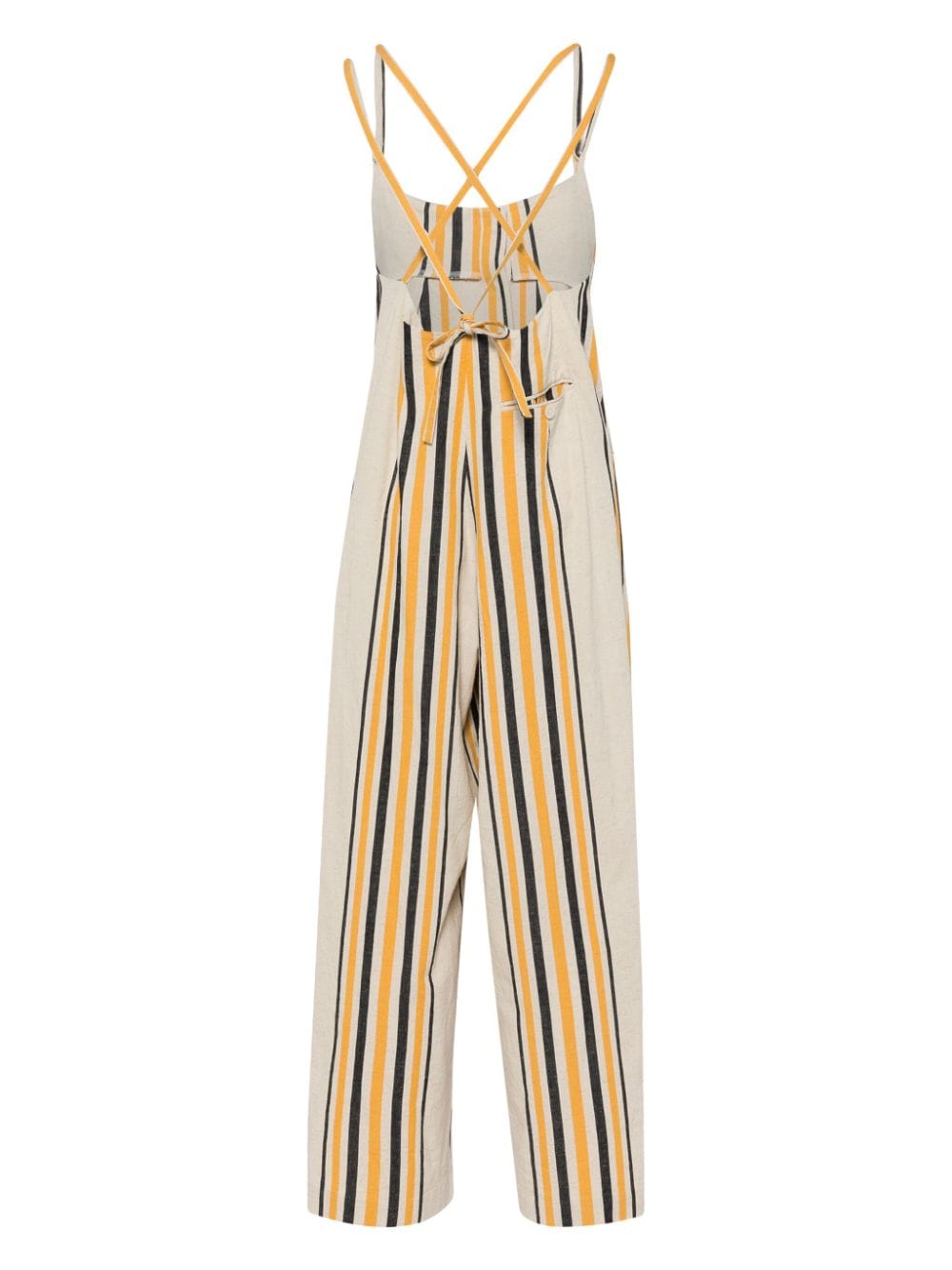 BODE Namesake striped cotton jumpsuit - Beige