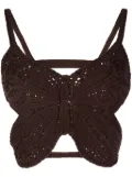 Blumarine butterfly crochet cropped top - Brown