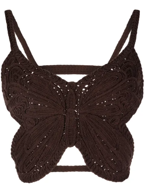 Blumarine top corto de crochet con motivo de mariposa