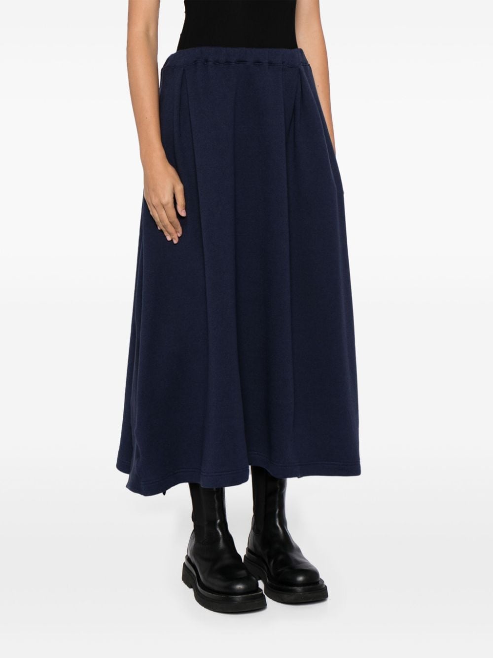 Shop Yohji Yamamoto High-waist Pleated Midi Skirt In Blau