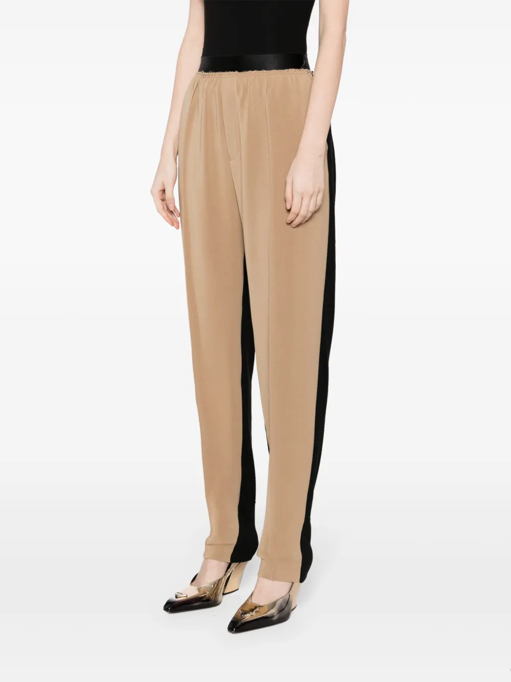 Undercover Broek met elastische taille en vlakken Beige