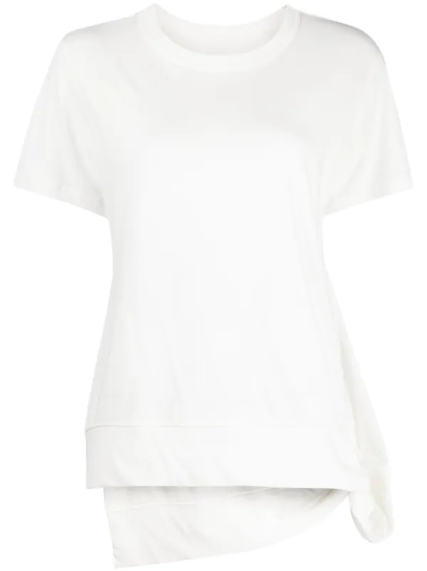 【ヨウジヤマモト】ASYMMETRICAL T-SHIRT COTTON JERSEY ASYMMETRICAL T-SHIRT WITH GATHERED STRINGS
