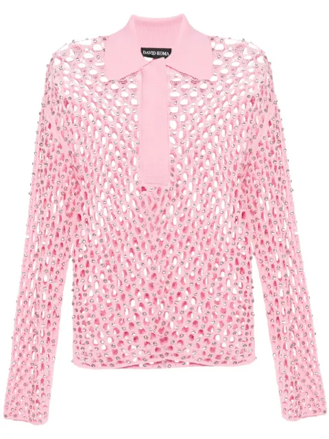 David Koma crystal-embroidered net top