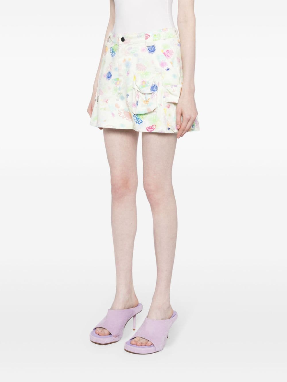 Shop Collina Strada Floral-print Cotton Miniskirt In Mehrfarbig