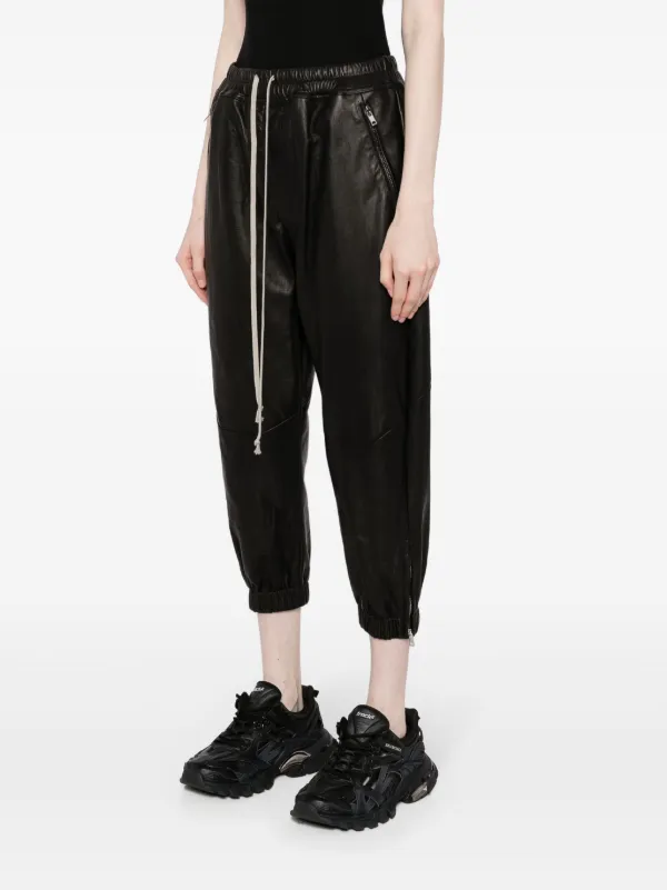 希少 リックオウエンス レザー クロップドパンツ 42 Rick Owens クロップド レザーパンツ | ブラック | FARFETCH JP